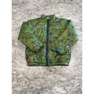 Disney Toy Story 4 Puffer Jacket Kid’s Green Buzz Woody Forky Rex Size 4